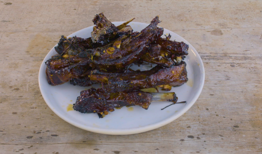 Lamb ribs with orange, sweet soy and star anise
