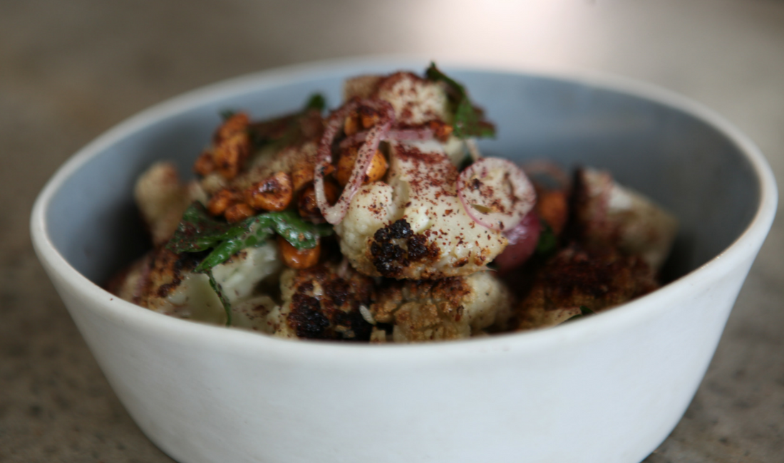 Roasted cauliflower salad with pickled grapes